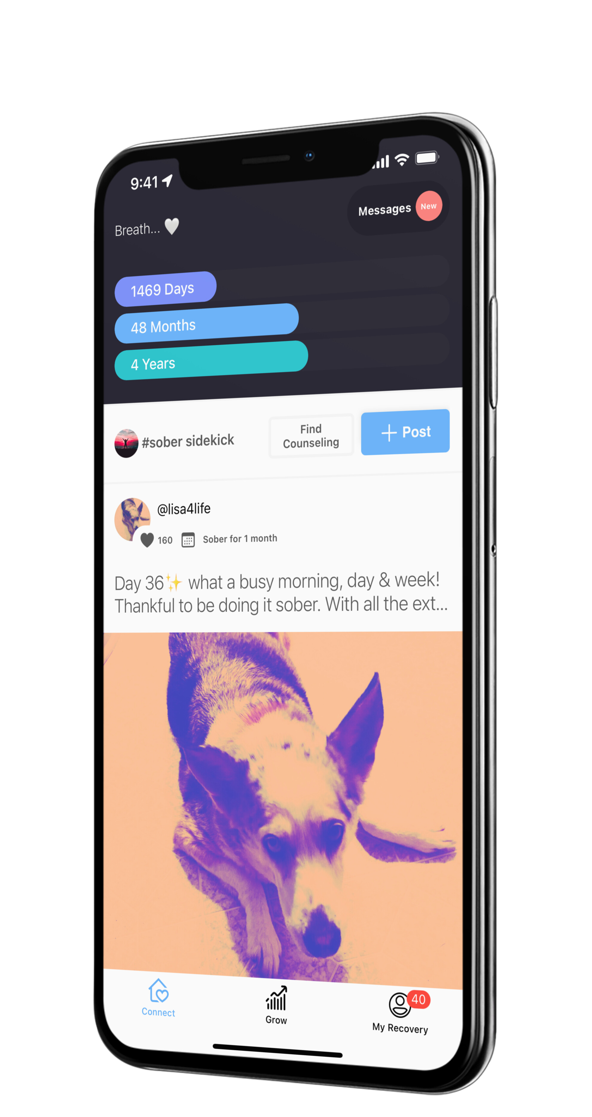 Sober Sidekick app on iPhone